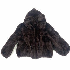 Real fur knit winter coat with hood